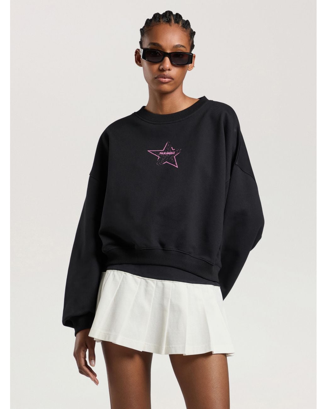 Palm Angels Black Icon Palm Loose Crop Crew