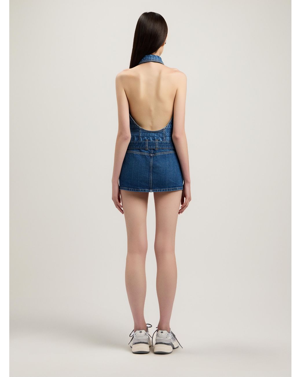 Palm Angels Blue All-Over Logo Denim Dress