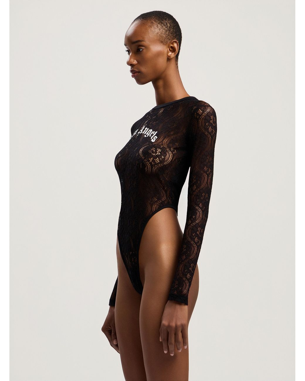Palm Angels Black Curved Logo Lace Body