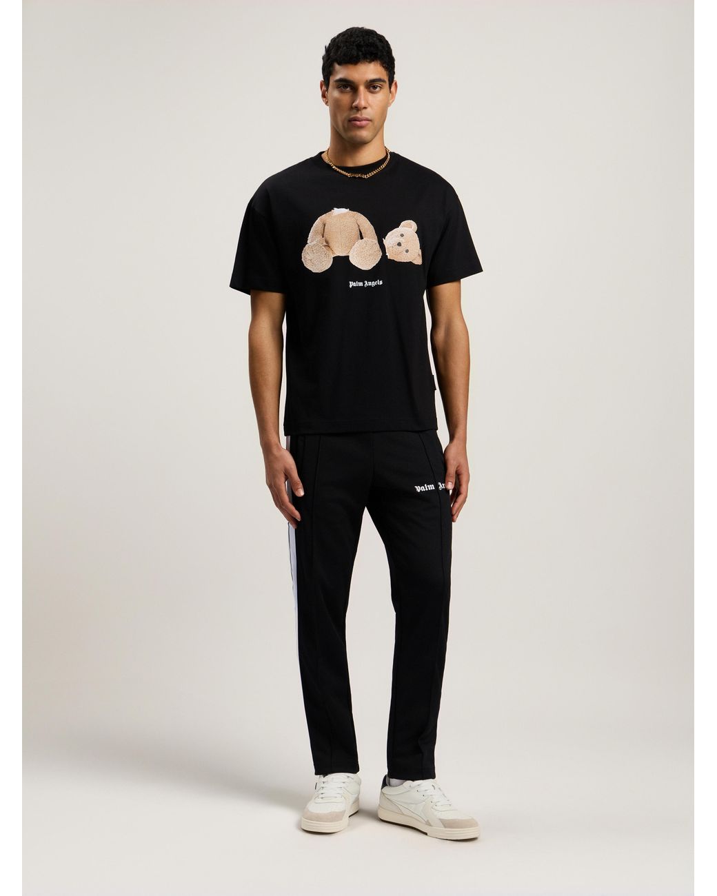 Palm Angels Black Broken Bear T-Shirt for men