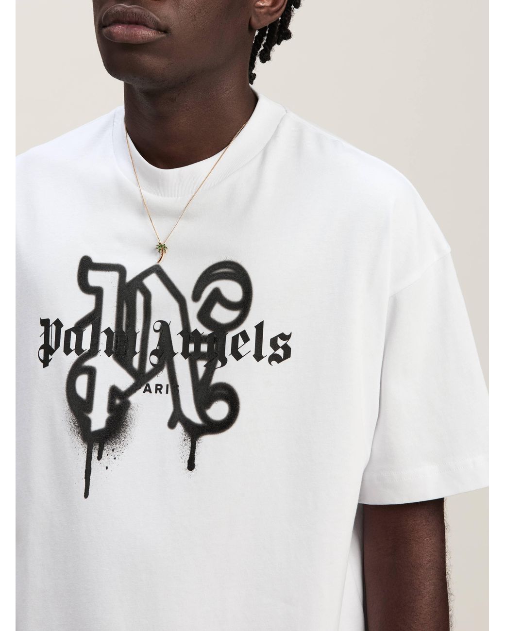 Palm Angels◆モノグラム スプレー シティ Tシャツ 送料込 Palm Angels Paris Monogram Spray Tee in White for Men | Lyst
