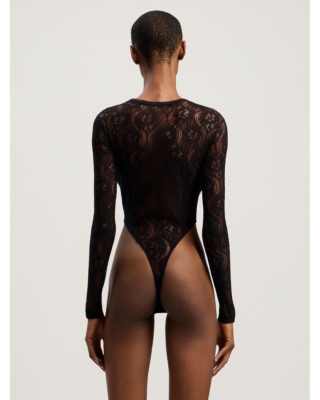 Palm Angels Black Curved Logo Lace Body