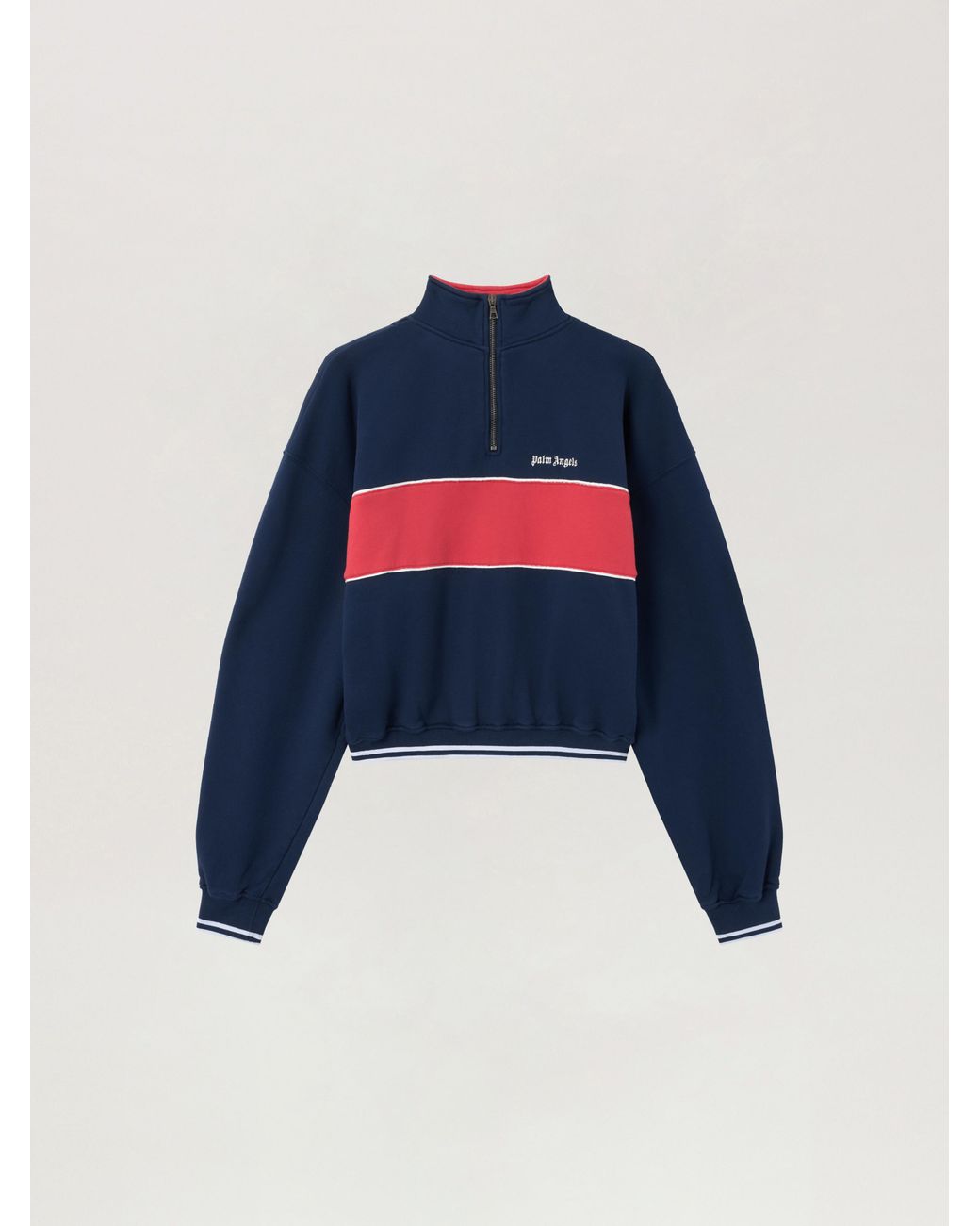 Palm Angels Blue Classic Logo Half-Zip Sweatshirt