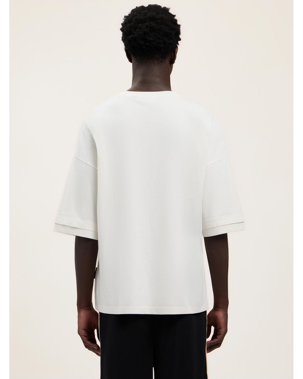 Palm Angels White Curved Logo Loose Double T-Shirt for men