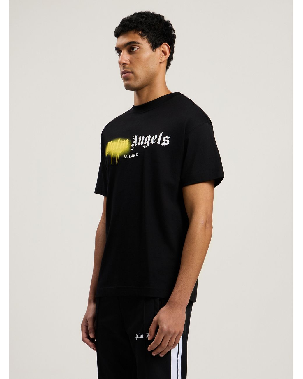 Palm Angels Black Spray City Milan T-Shirt for men