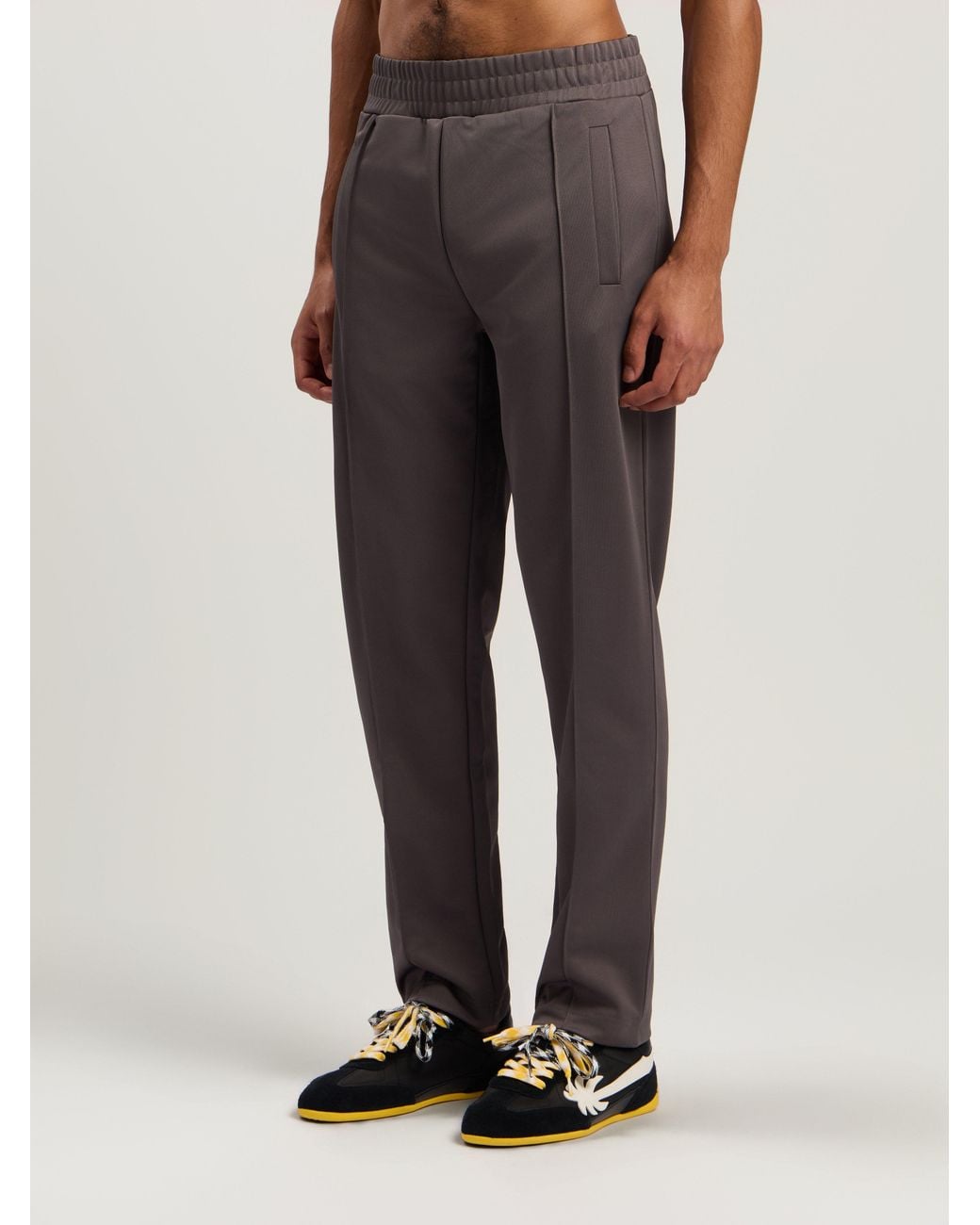 Palm Angels Blue Curved Logo Track Pants Dark for men