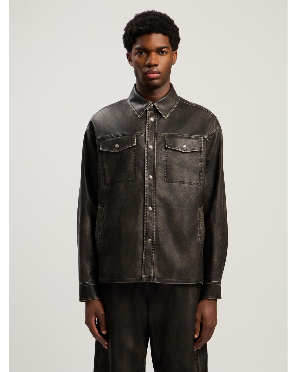 Palm Angels Multicolor Curved Logo Coated Overshirt Dark for men