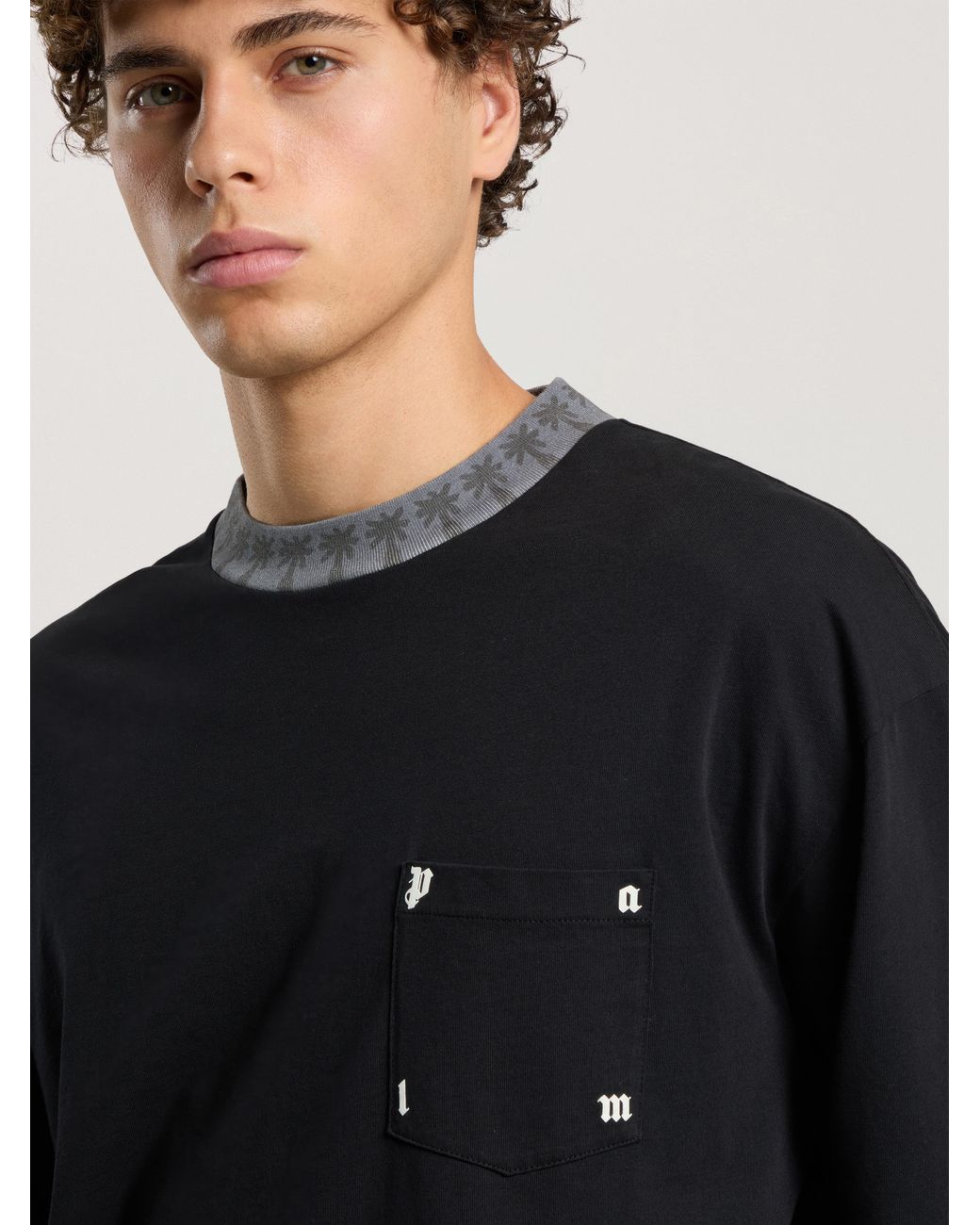Palm Angels Blue Palm Rib Long Sleeve T-Shirt for men