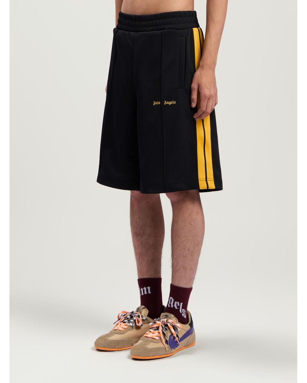 Palm Angels Natural Classic Logo Track Shorts for men