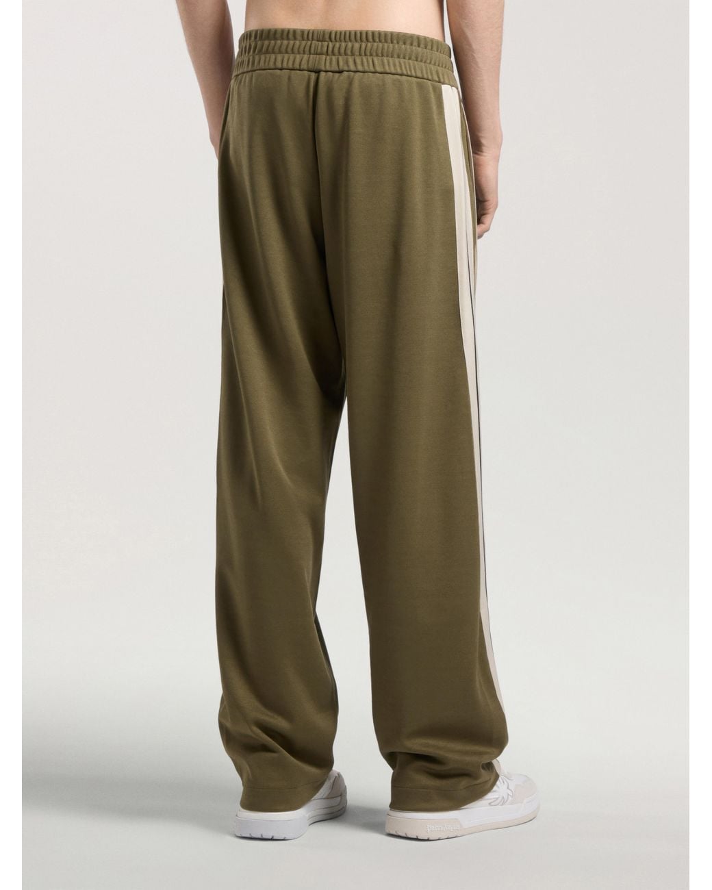Palm Angels Green Palm Tree Striped Track Pants for men