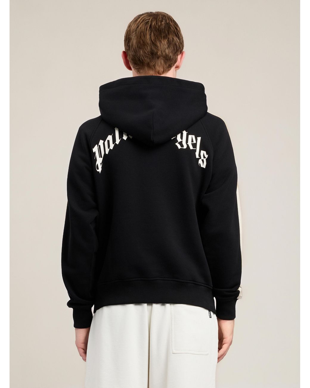 Palm Angels Black Back Curved Logo Track Hoodie for men
