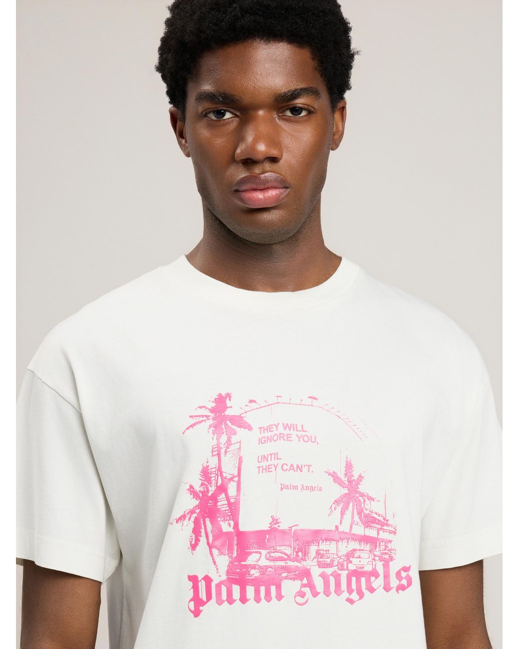 Palm Angels Pink Palm Statement T-Shirt for men