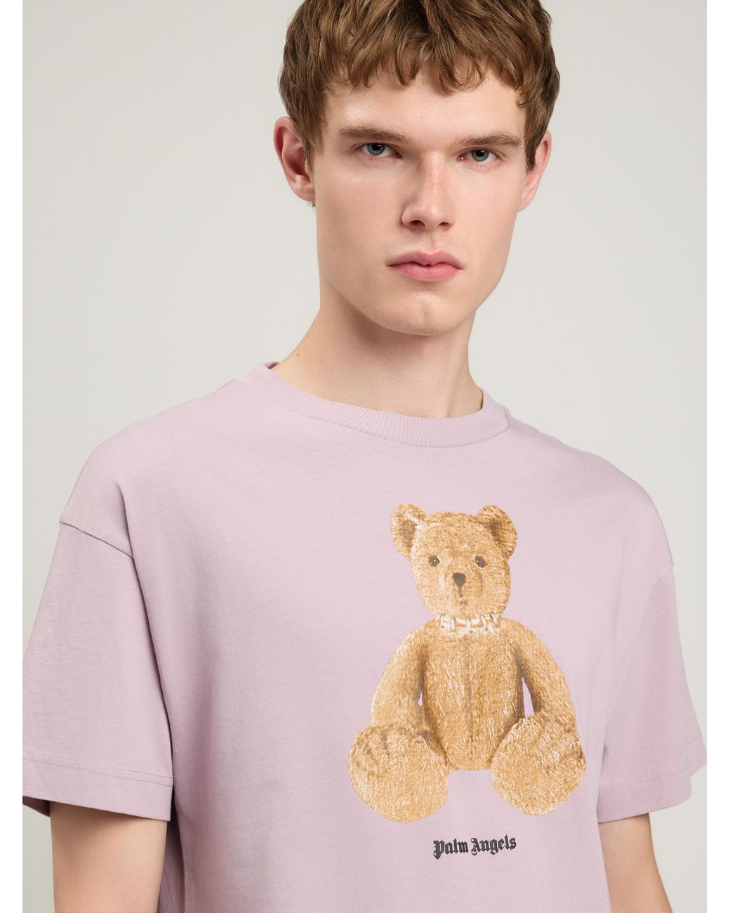 Palm Angels Pink Bear T-Shirt for men