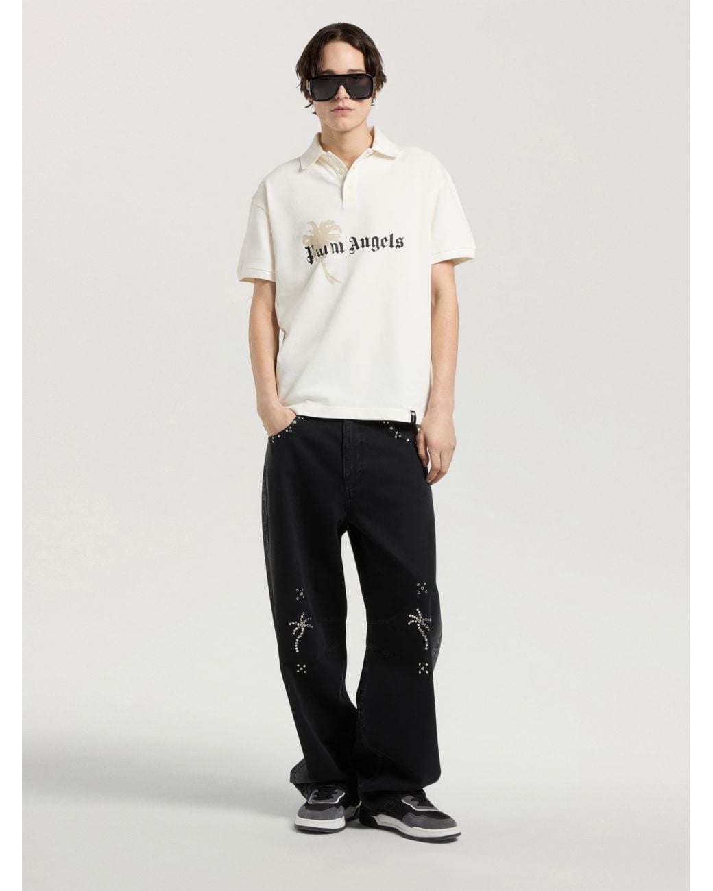 Palm Angels Natural Palm Drift Polo S/S Off for men