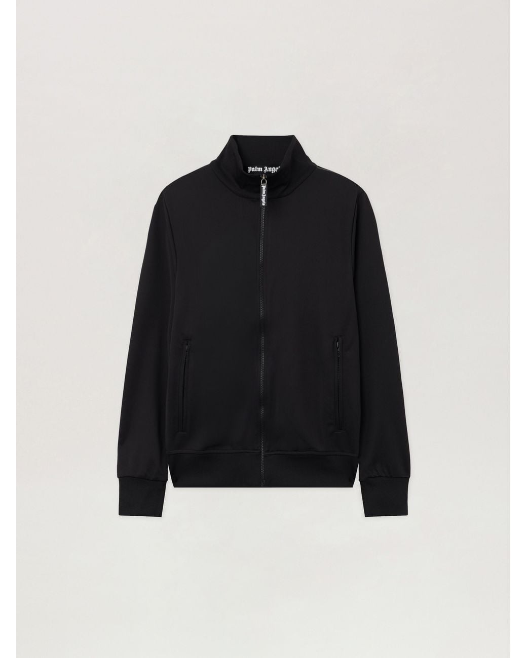 Palm Angels Black Curved Logo Track Jacket for men