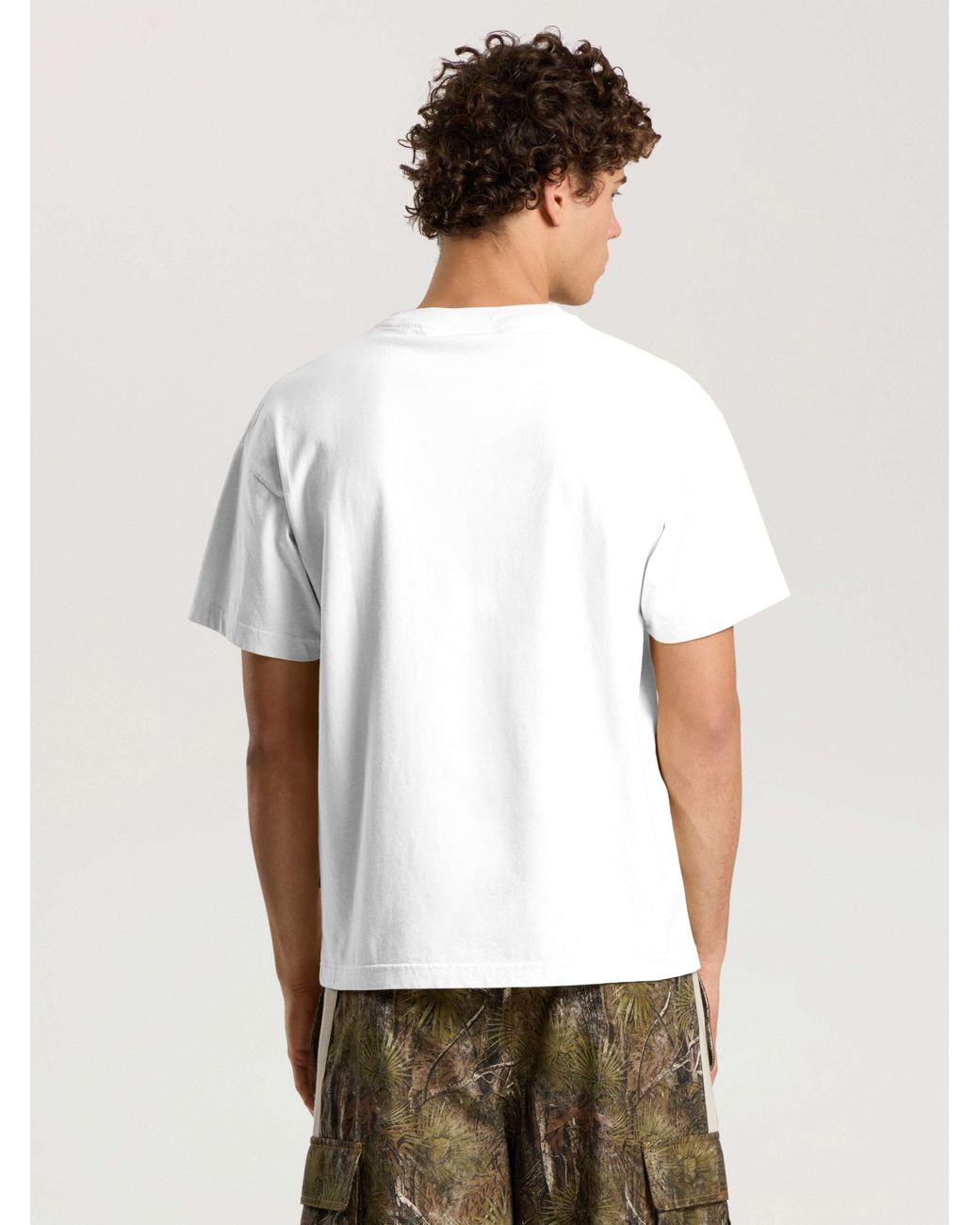 Palm Angels Natural Neck Logo Regular T-Shirt Off for men