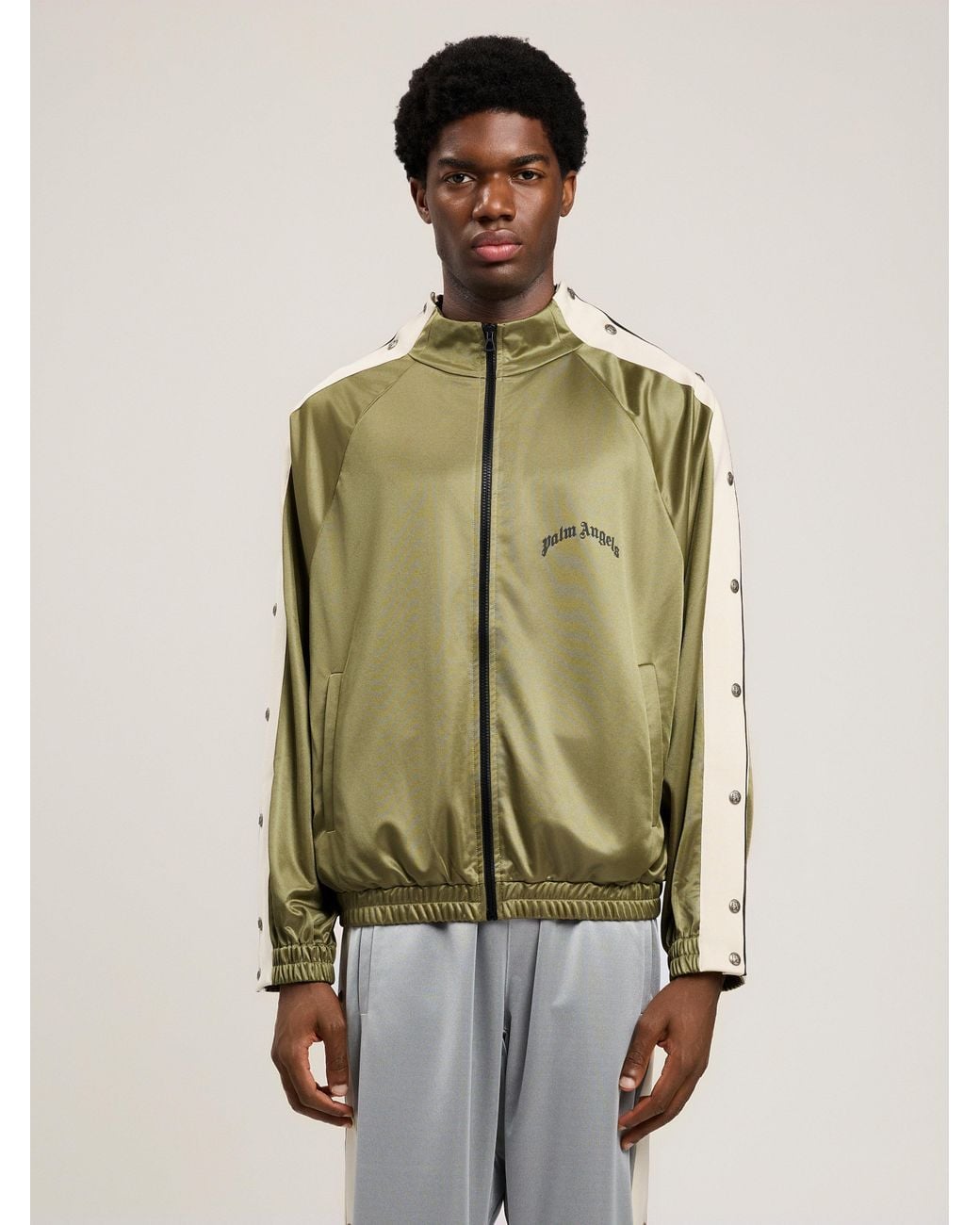 Palm Angels Green Curved Logo Boxe Track Jacket for men