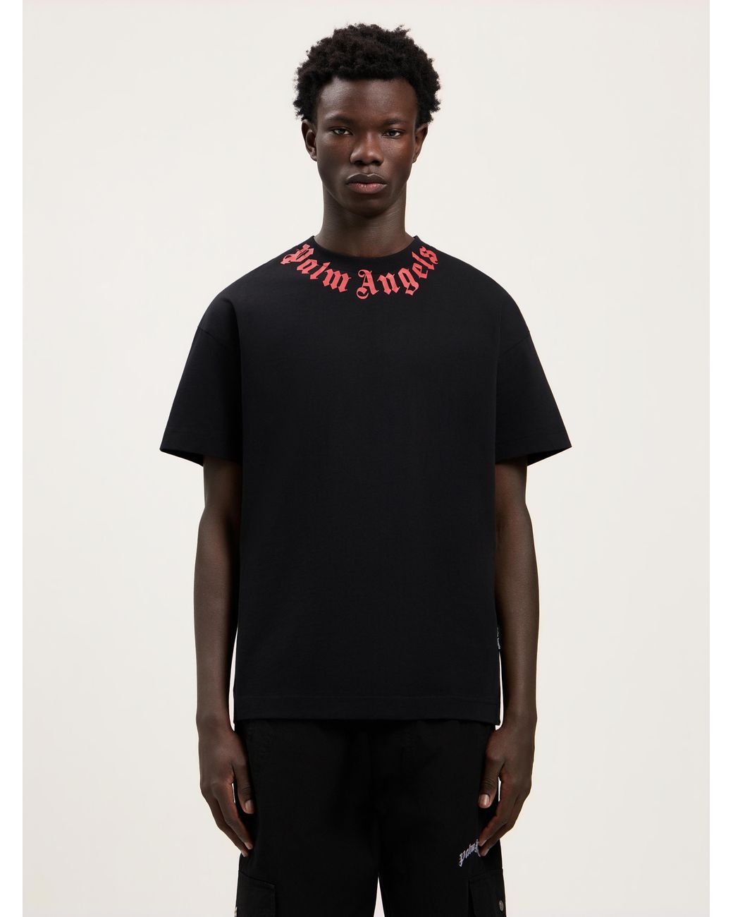 Palm Angels Black Neck Logo T-Shirt for men