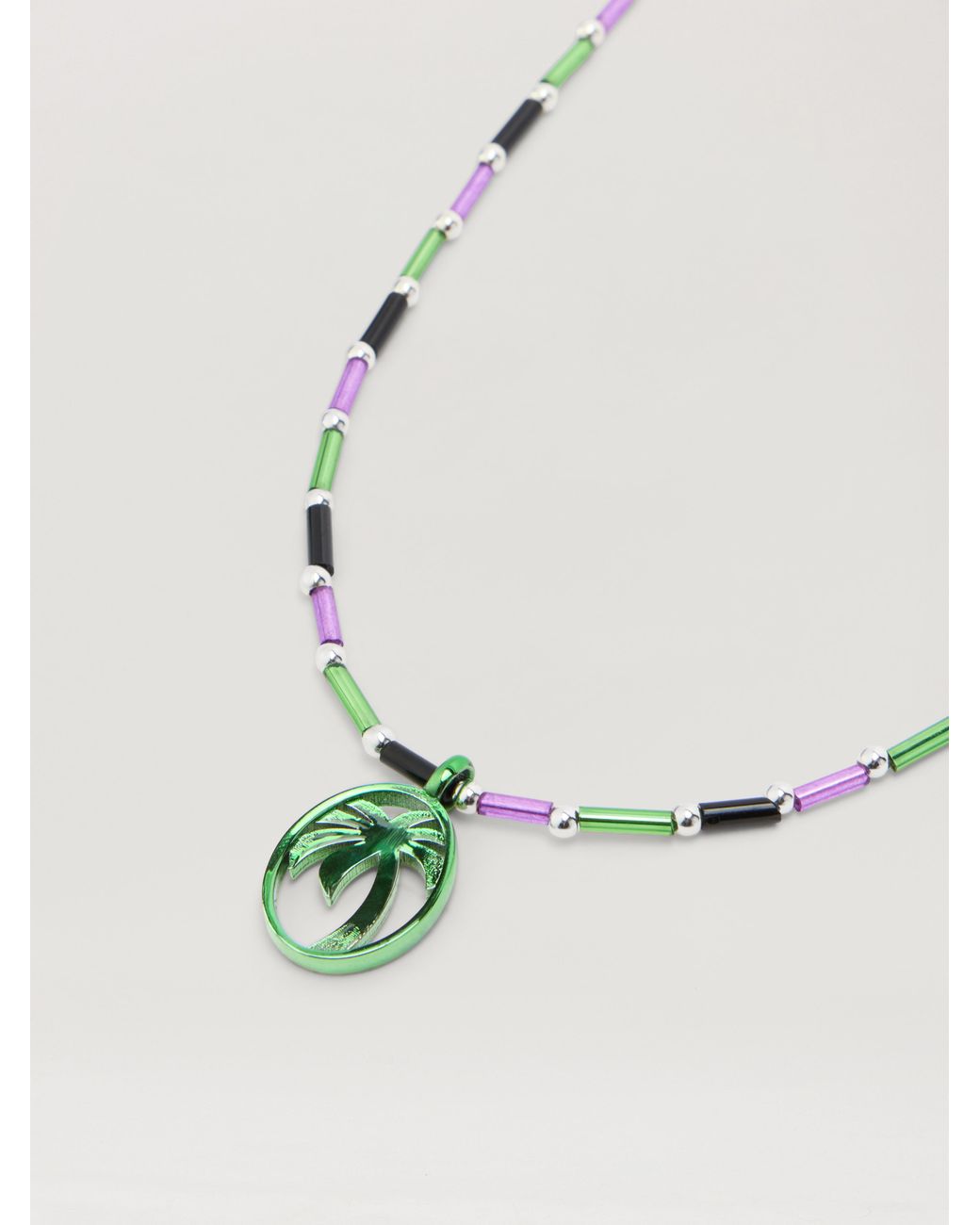 Palm Angels White Oval Beads Necklace for men