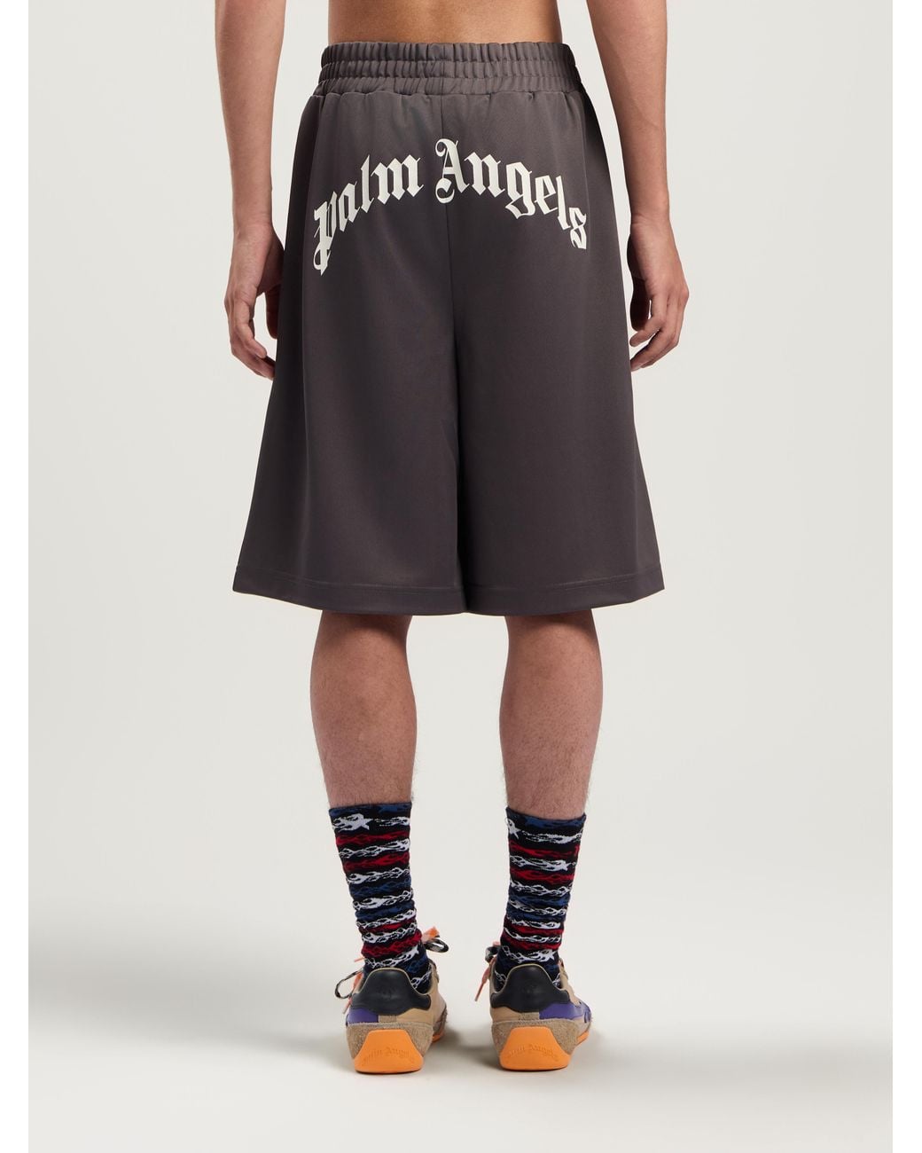 Palm Angels Multicolor Back Curved Logo Track Shorts Dark for men
