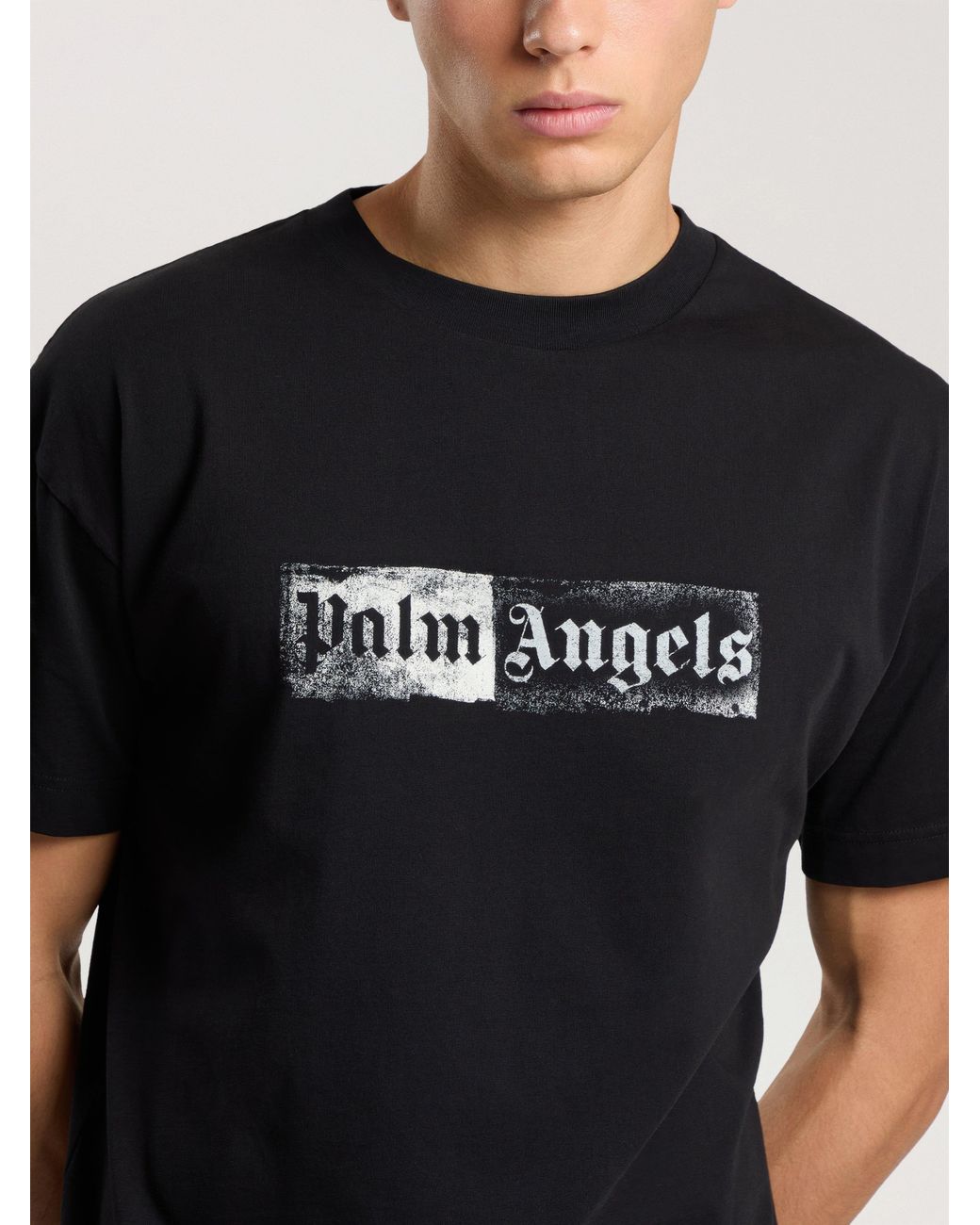 Palm Angels Black Stamp Logo Regular T-Shirt for men