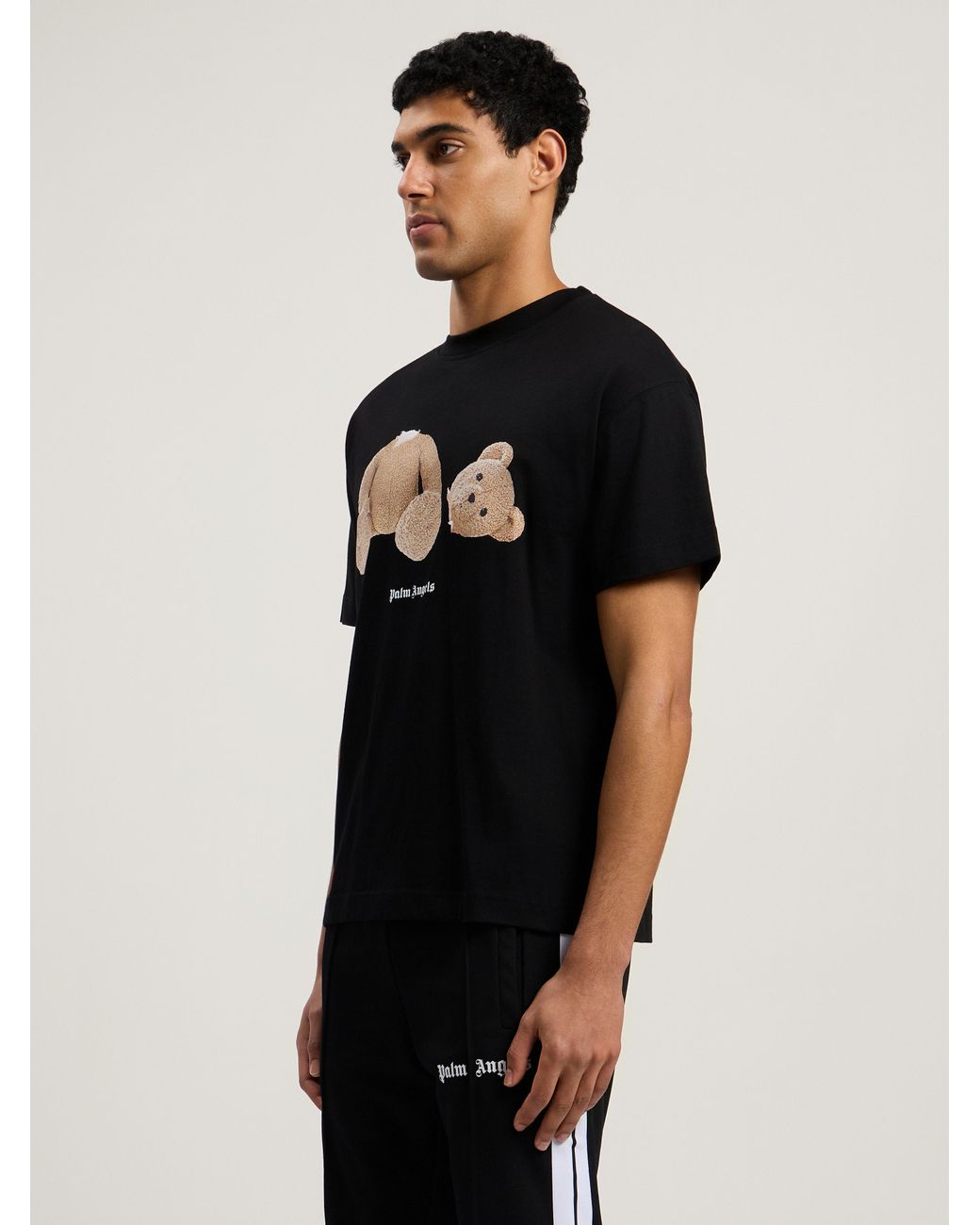 Palm Angels Black Broken Bear T-Shirt for men