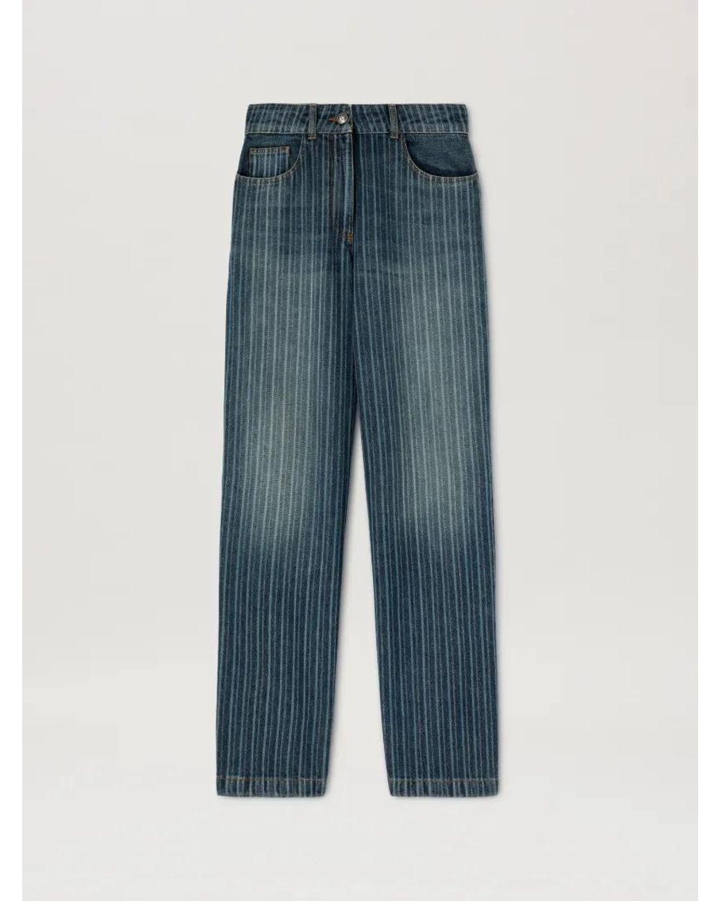 Palm Angels Blue Laser Pinstripe Loose Dnm Pnt Light Light