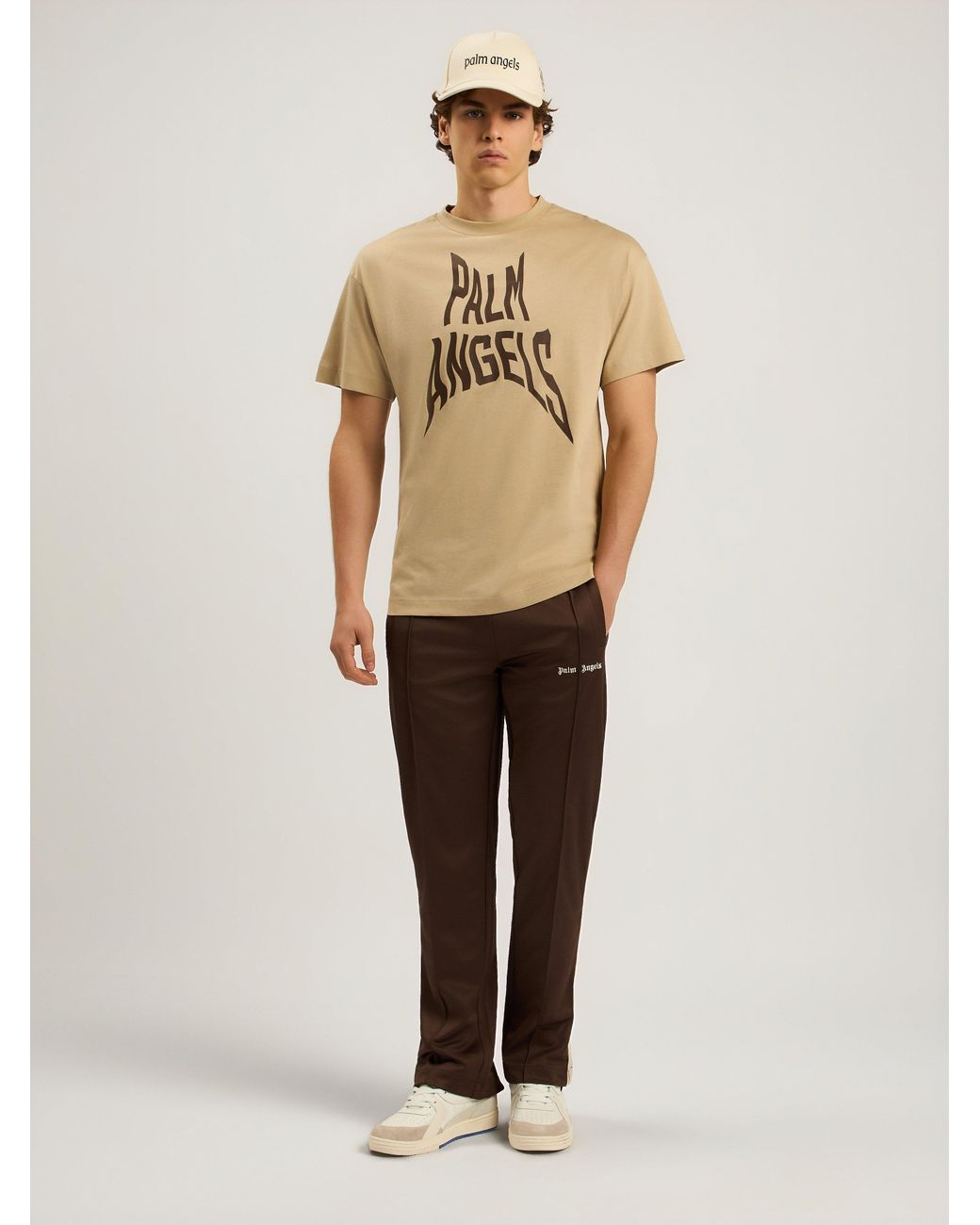 Palm Angels Natural Palm Distorted Regular T-Shirt for men
