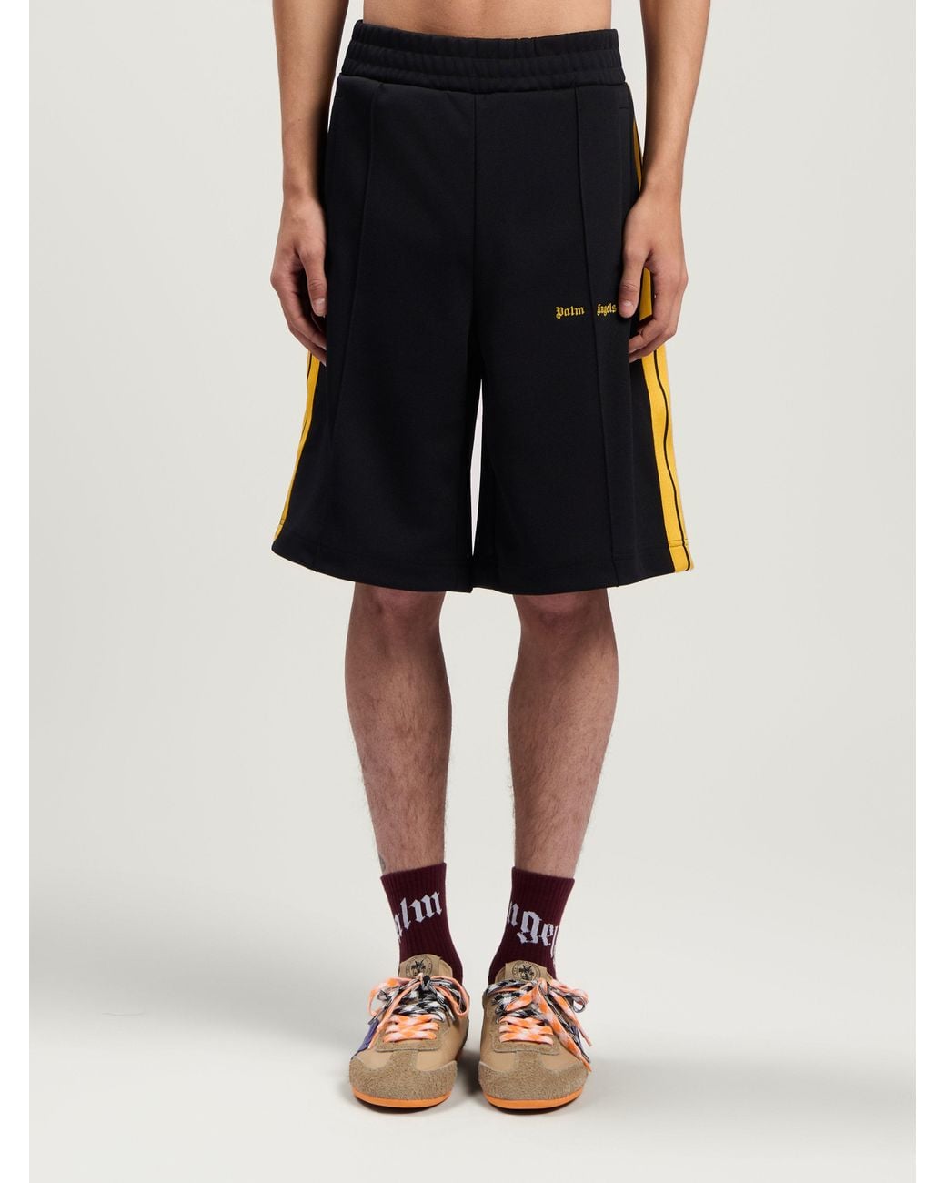 Palm Angels Natural Classic Logo Track Shorts for men