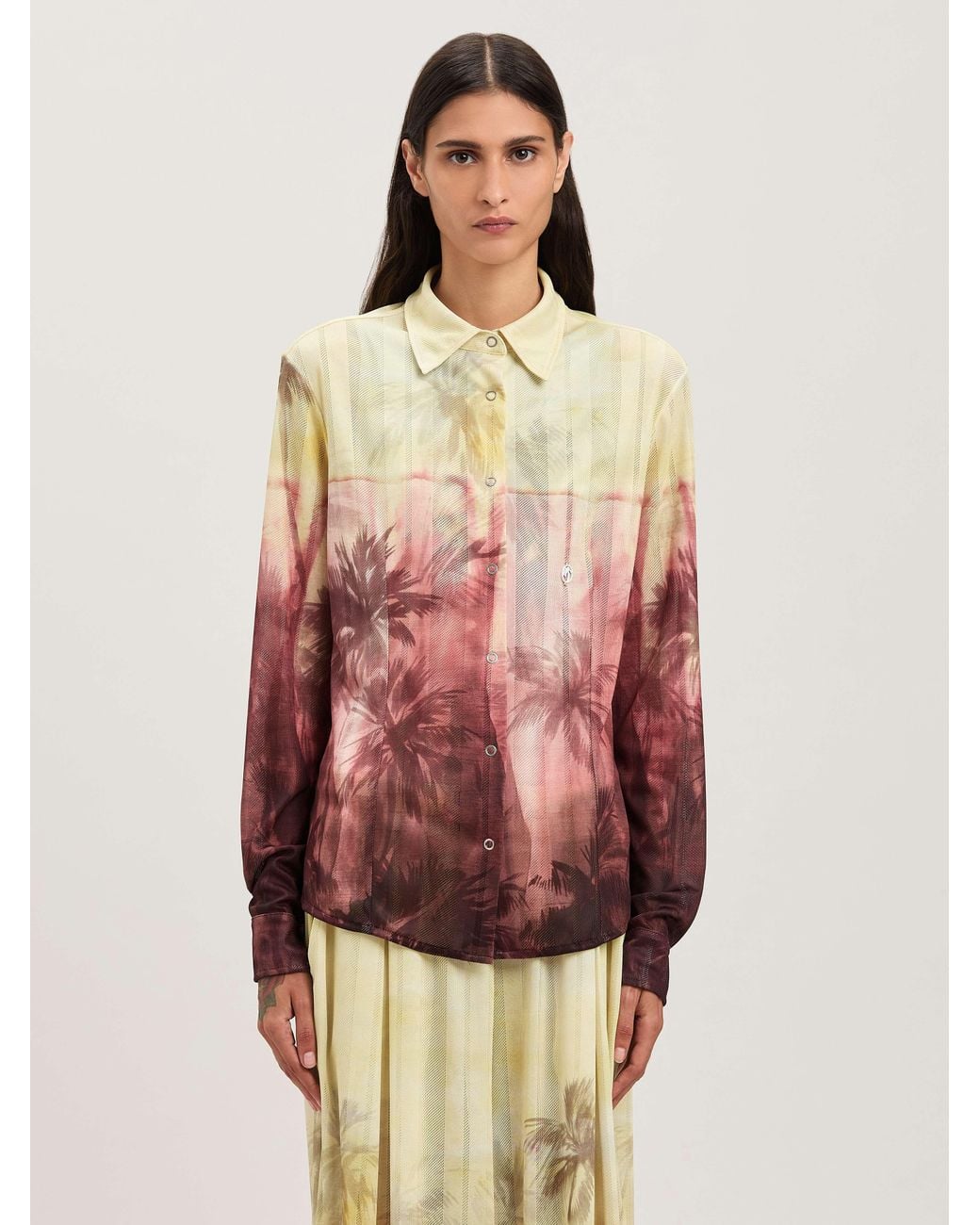 Palm Angels Multicolor Sunset Palms Mesh Shirt
