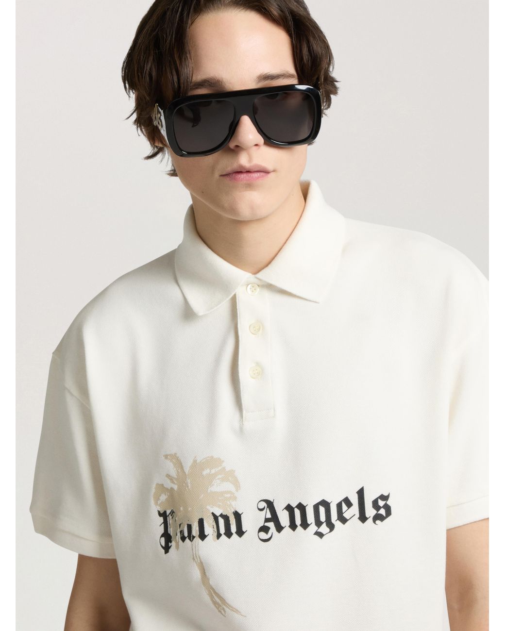 Palm Angels Natural Palm Drift Polo S/S Off for men