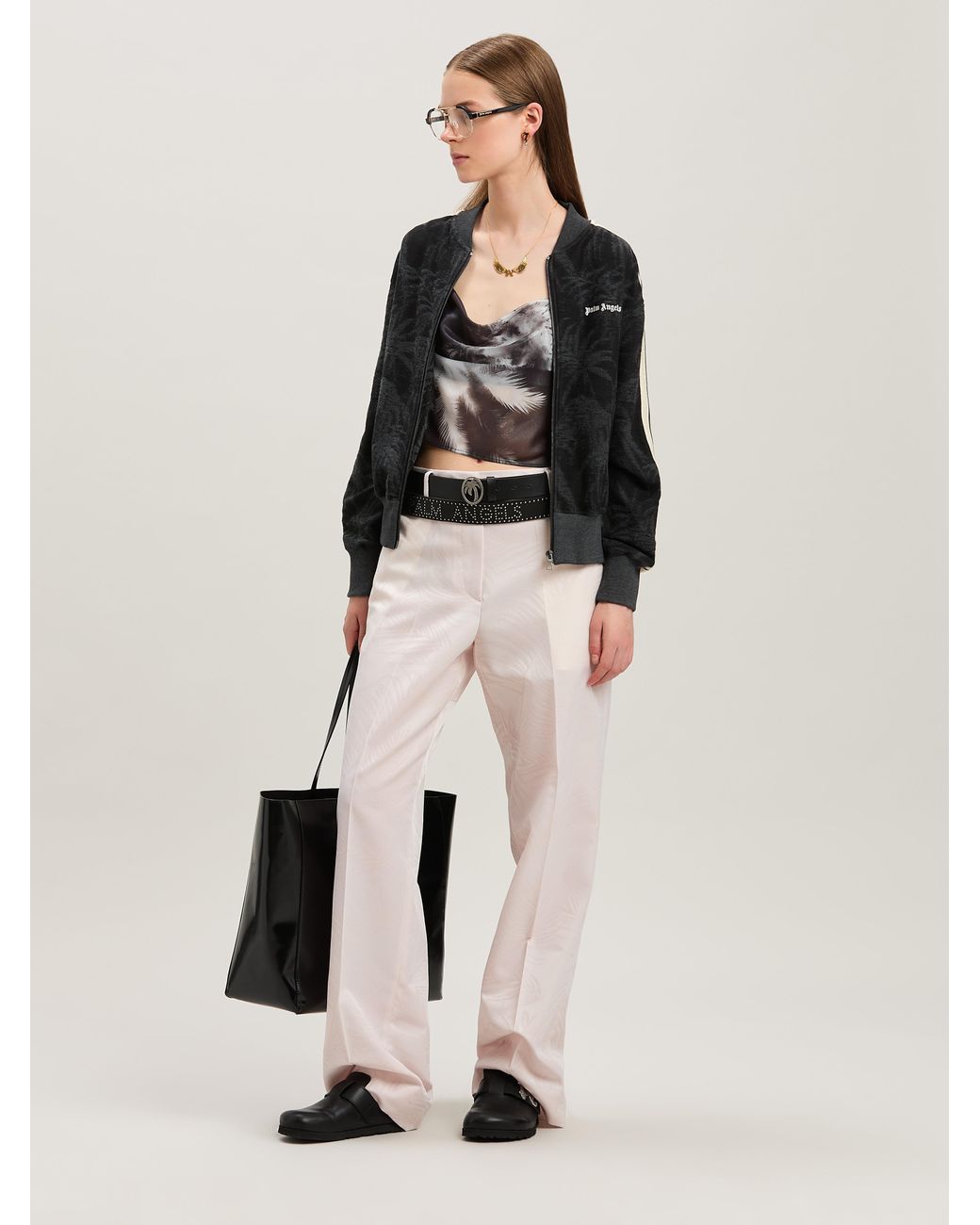Palm Angels Pink Palms Jacquard Wide Pants Soft