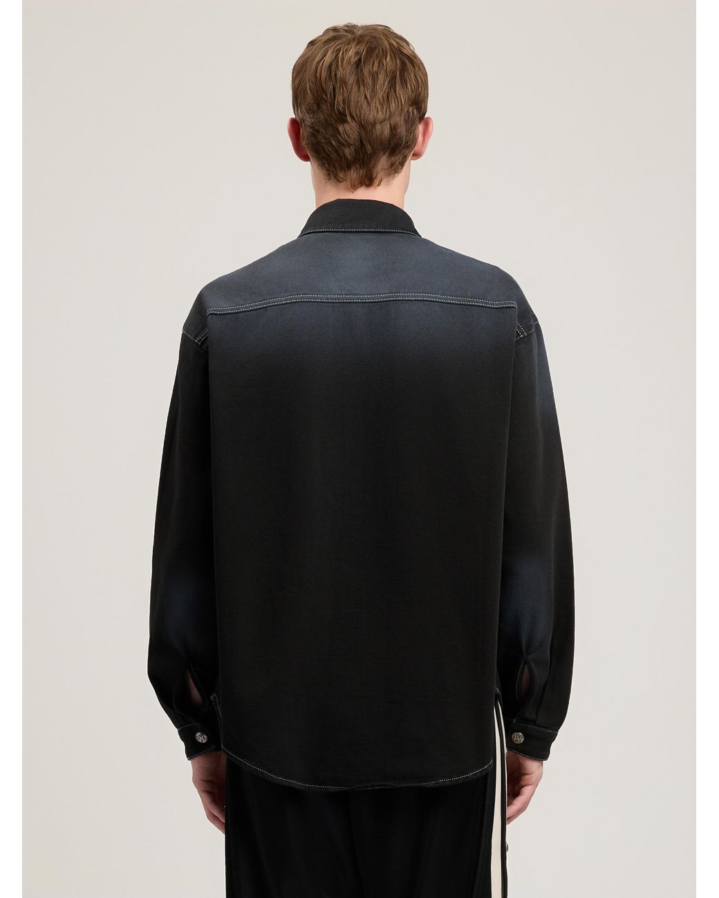 Palm Angels Black Classic Logo Loose Denim Shirt for men