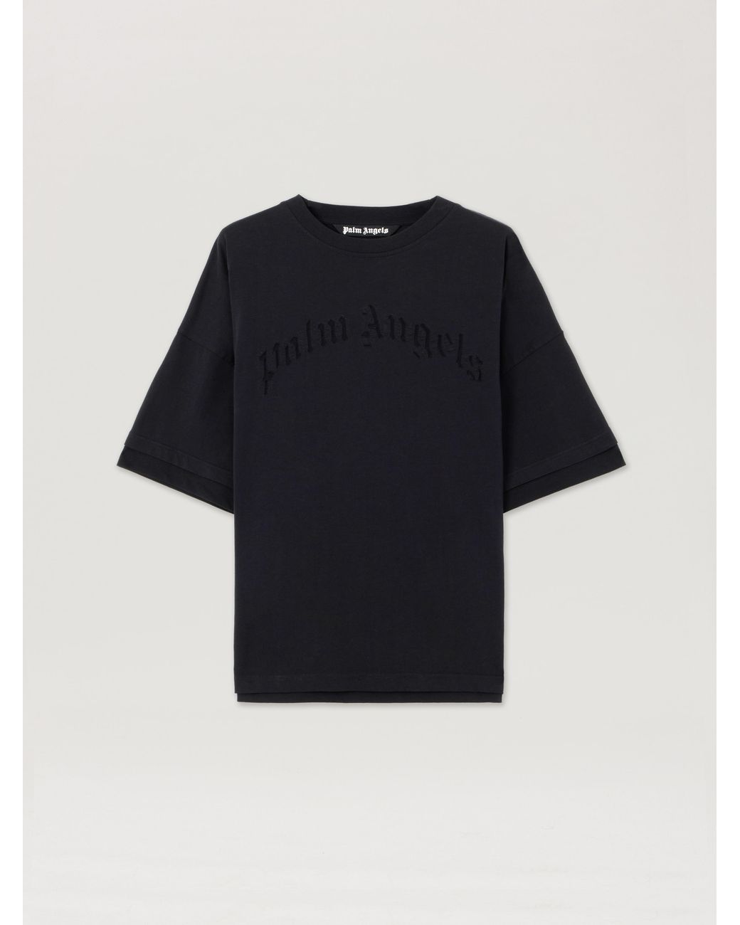 Palm Angels Blue Curved Logo Loose Double T-Shirt for men
