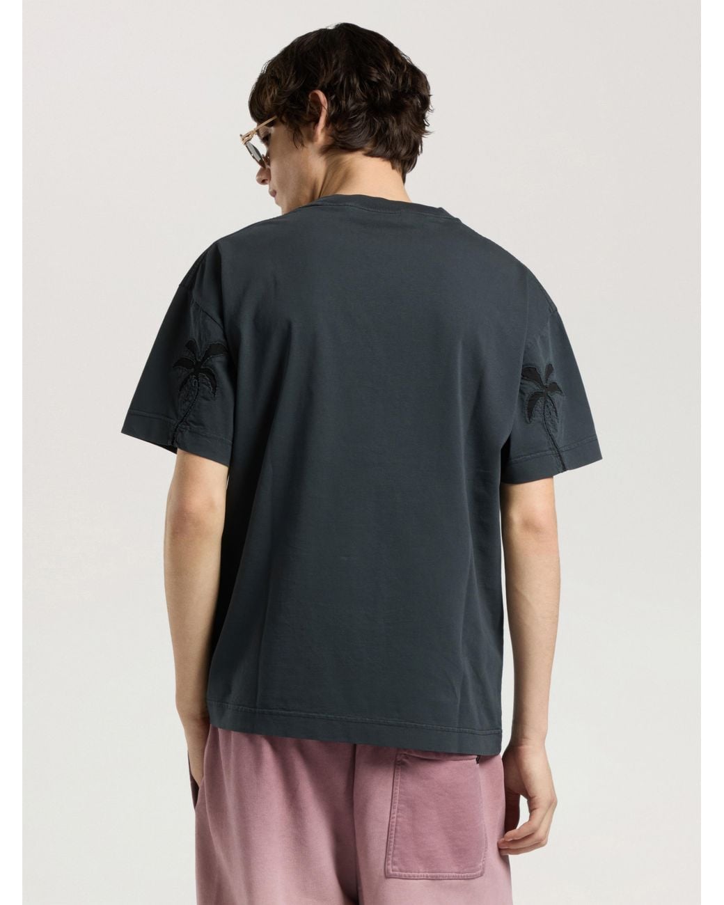 Palm Angels Blue Palm Shadow Regular T-Shirt Anthracite for men