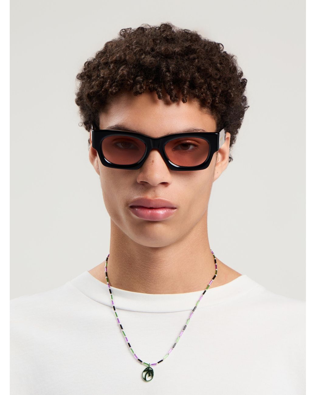 Palm Angels White Oval Beads Necklace for men