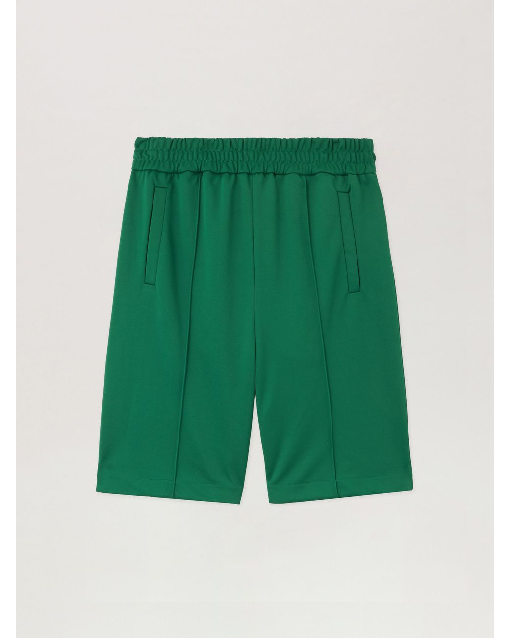 Palm Angels Green Back Curved Logo Track Shorts for men