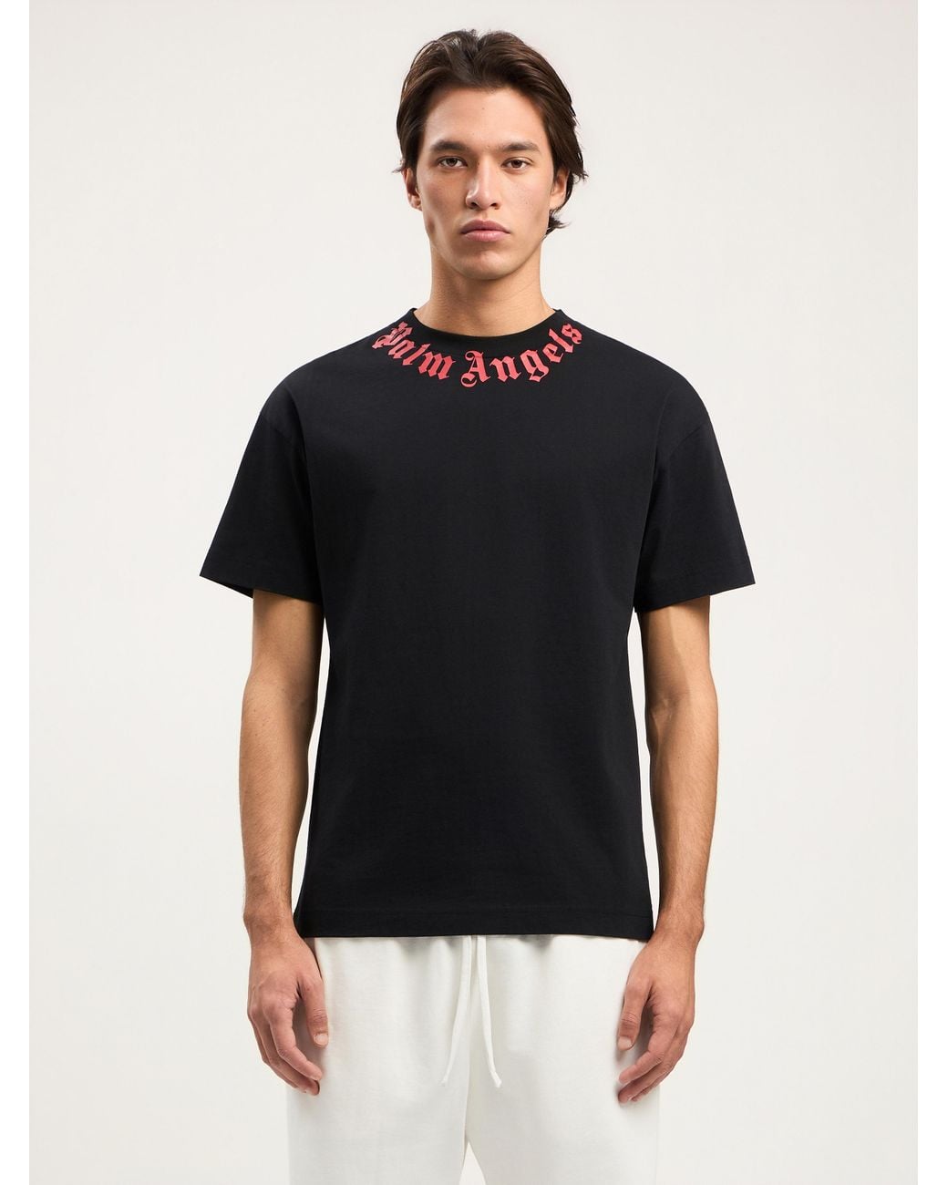 Palm Angels Black Neck Logo T-Shirt for men