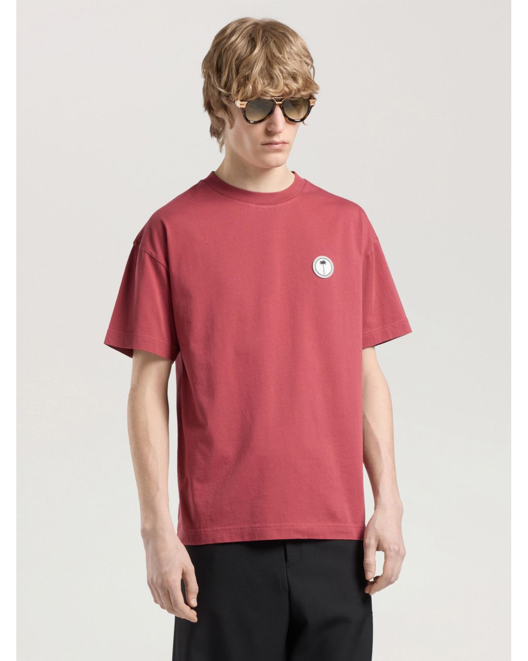 Palm Angels Red Palm Tree Regular T-Shirt Brick for men