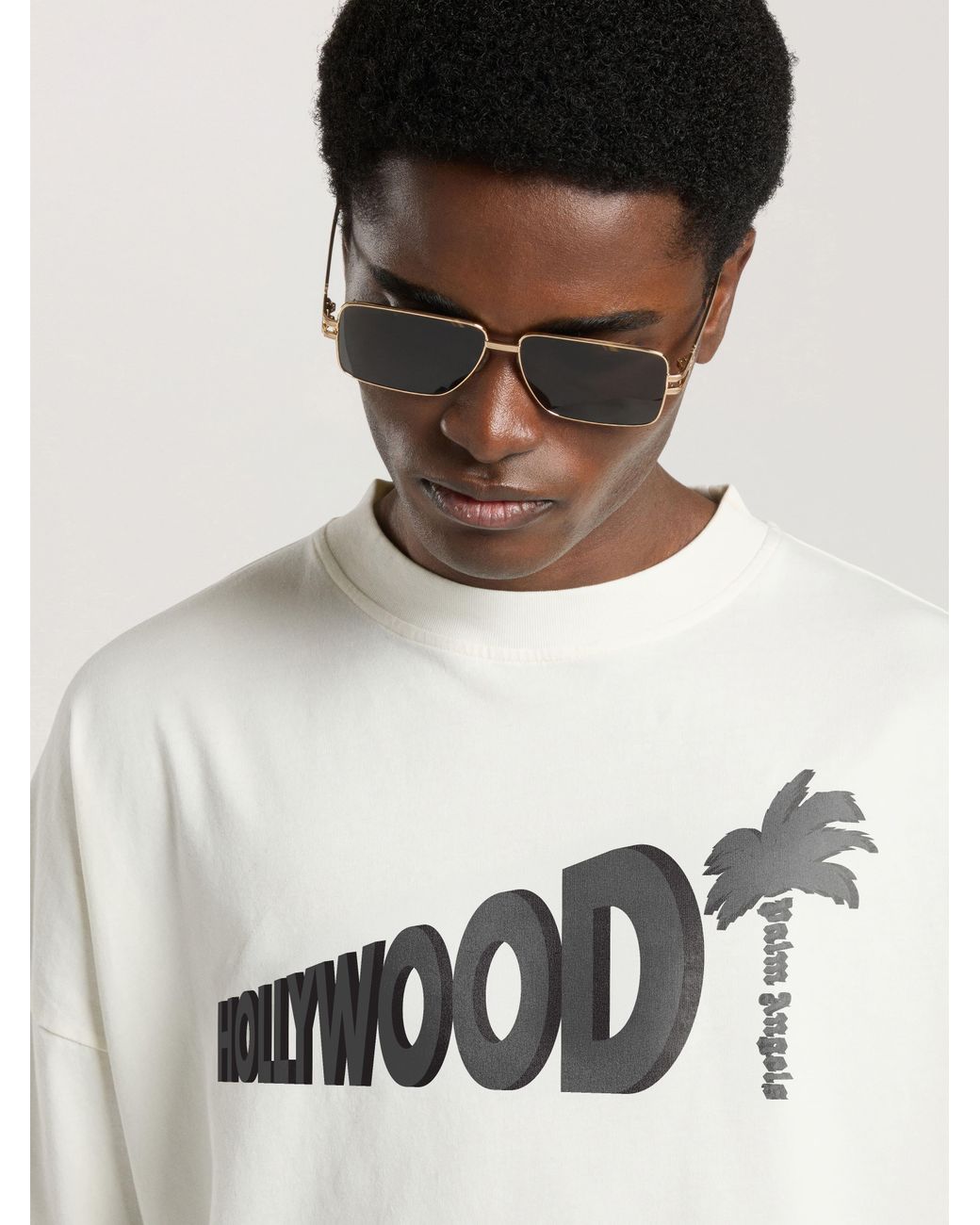 Palm Angels Natural Sunset Blvd Palm Loose T-Shirt Off for men