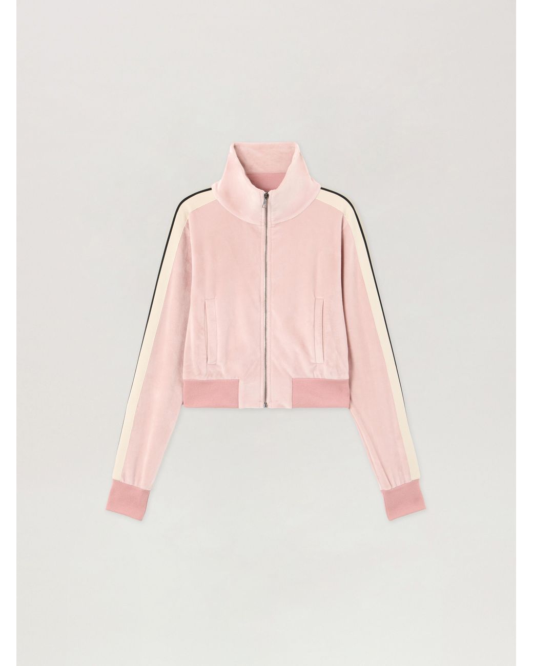 Palm Angels Pink Logo Chenille Crop Track Jacket