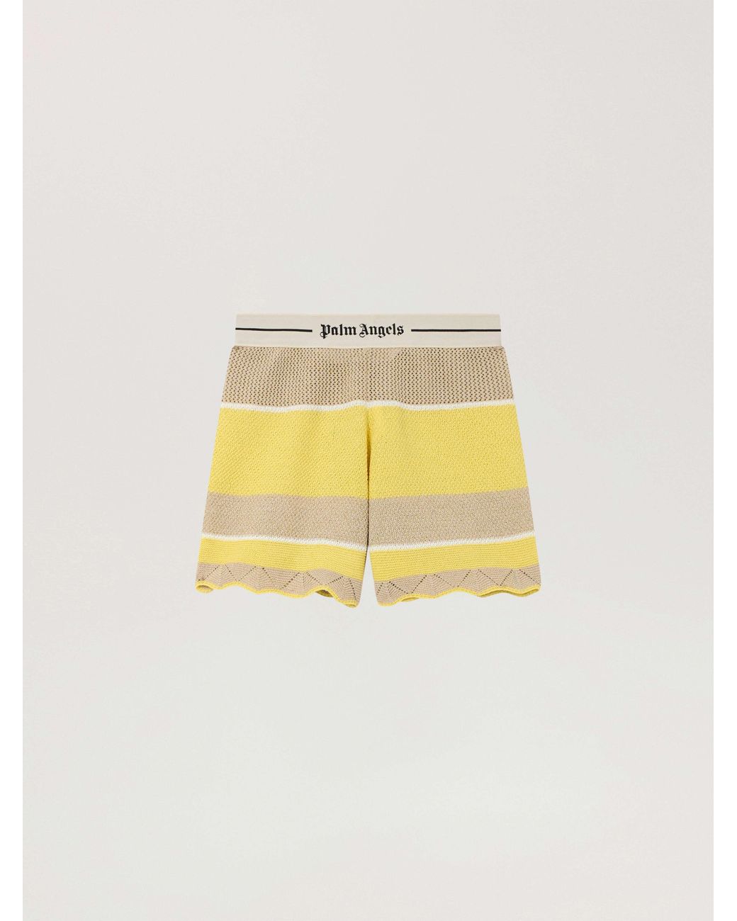 Palm Angels Yellow Logo Beach Knit Shorts Light