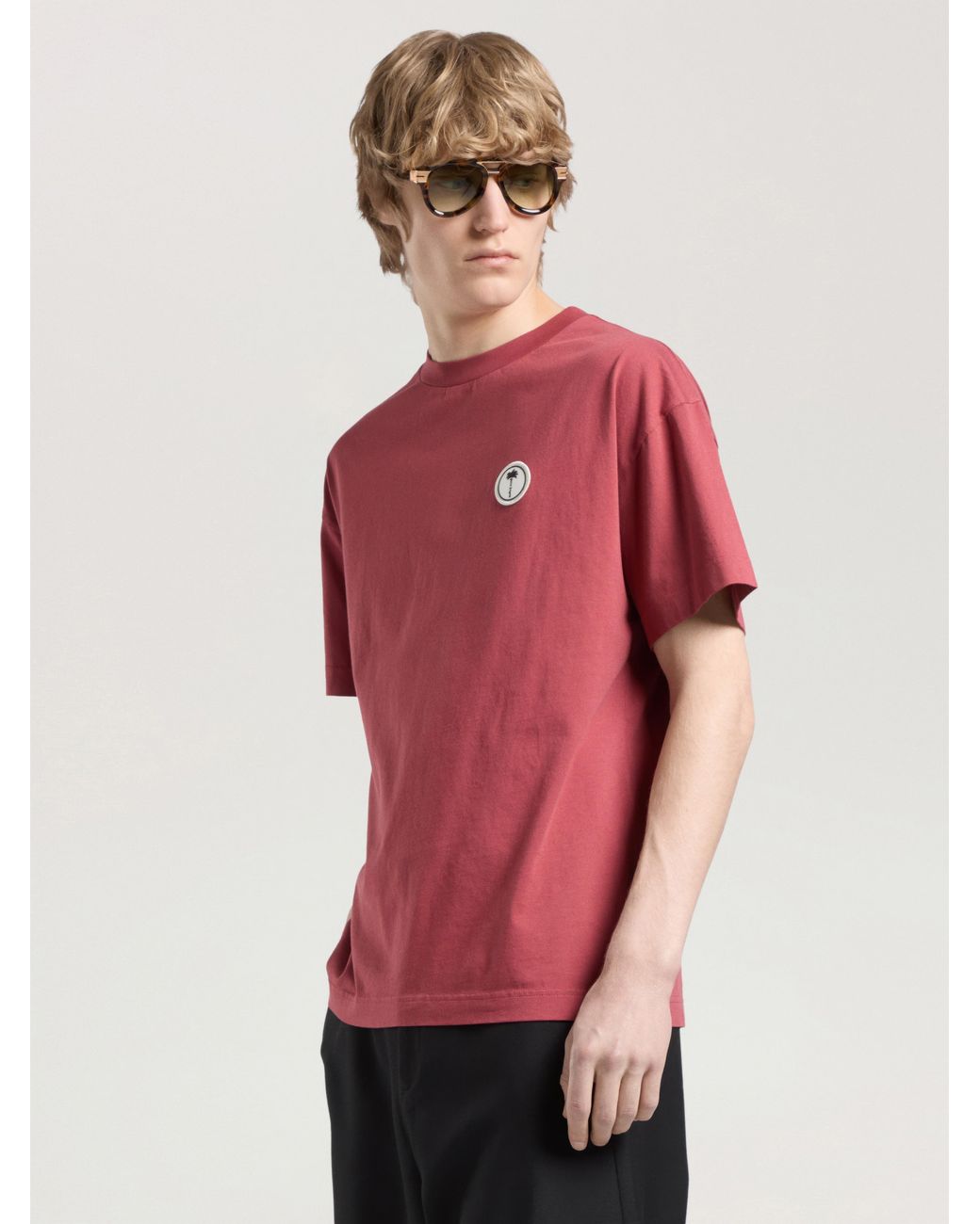 Palm Angels Red Palm Tree Regular T-Shirt Brick for men