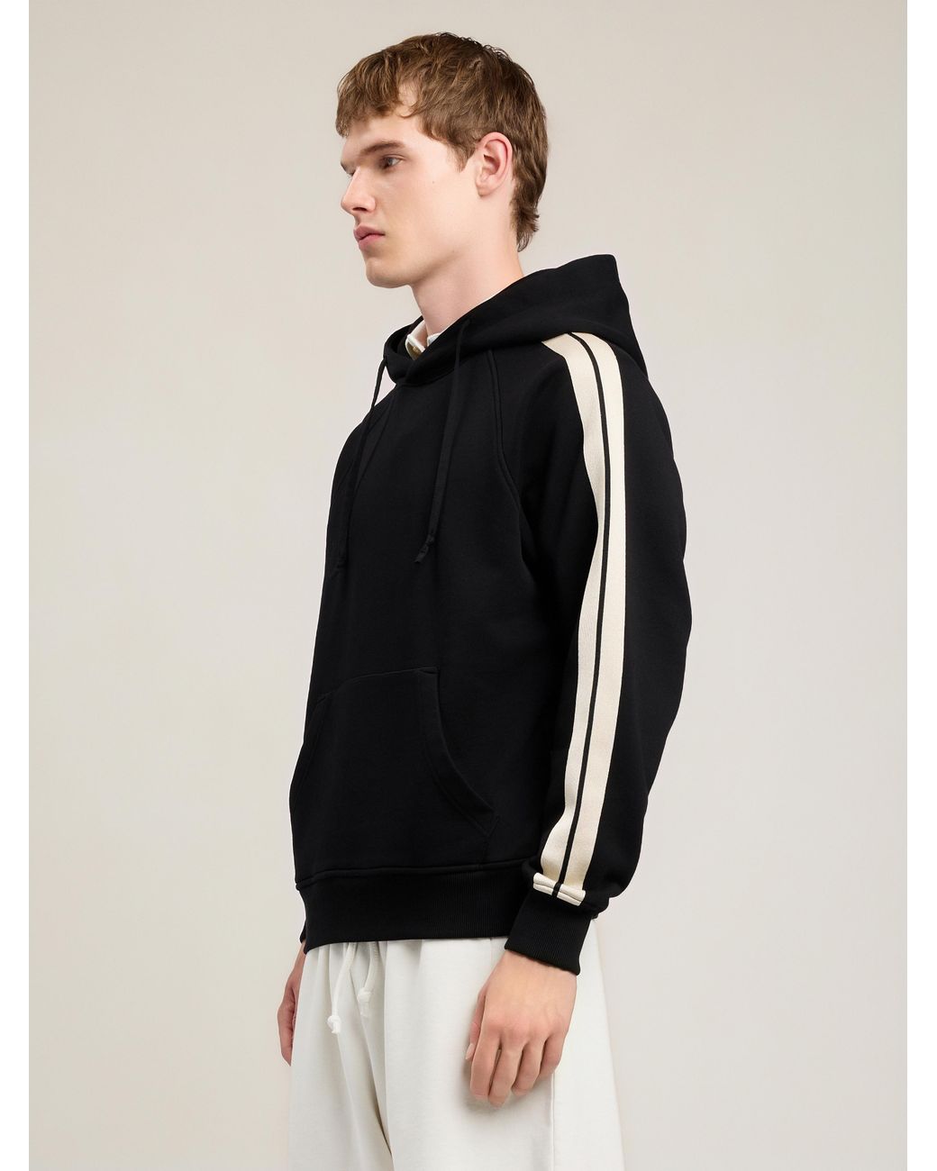 Palm Angels Black Back Curved Logo Track Hoodie for men