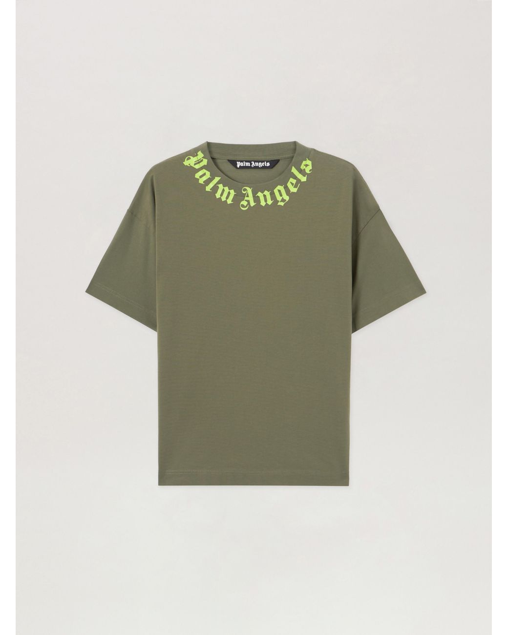 Palm Angels Green Neck Logo T-Shirt for men