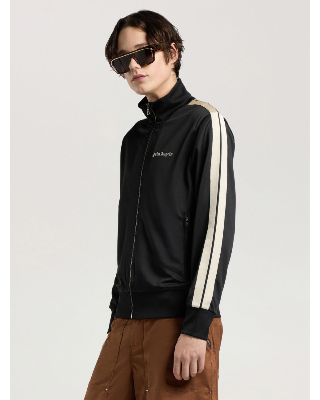 Palm Angels Black Classic Logo Track Jacket for men