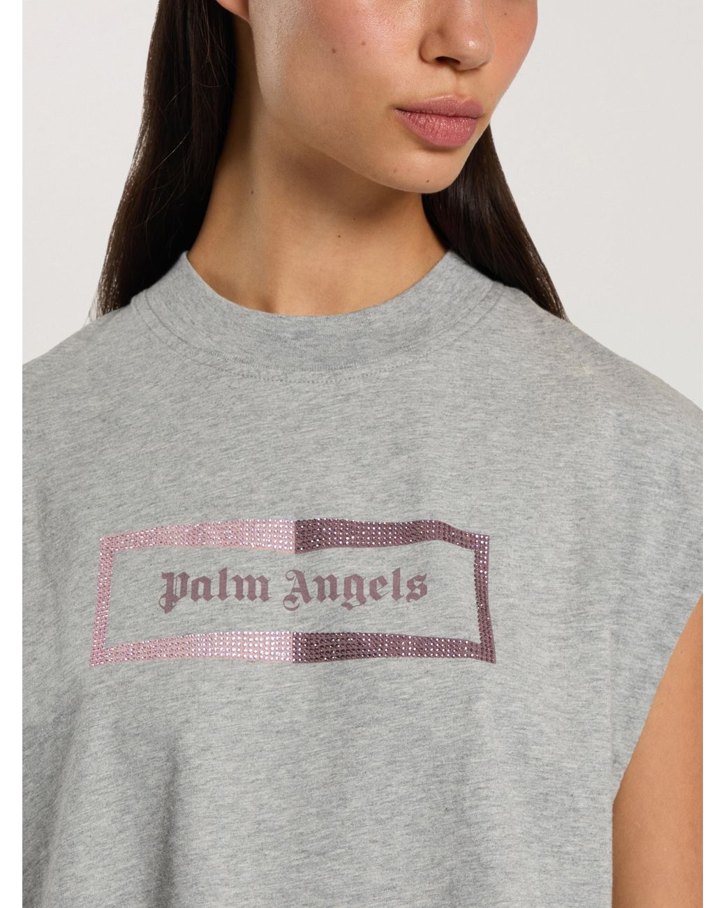 Palm Angels Gray Studded Box Logo Tank Top