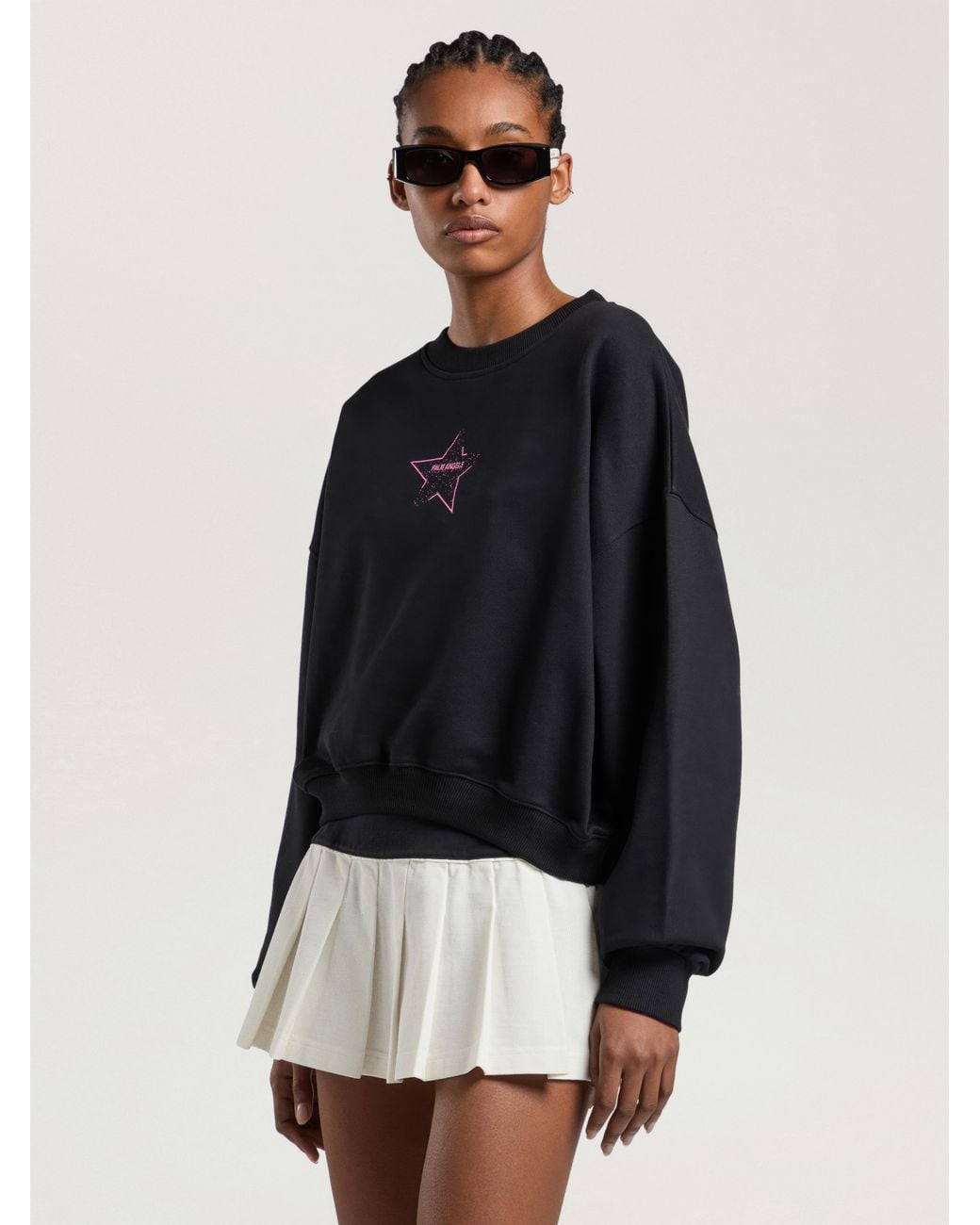 Palm Angels Black Icon Palm Loose Crop Crew