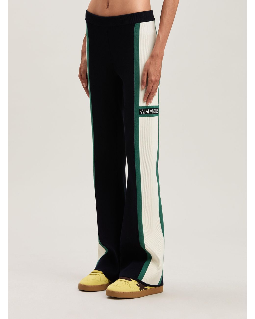 パンツ PALM ANGELS WOMEN Racing Knit Track Pants Black/Butter PALM ANGELS WOMEN Racing Knit Track Pants Black/Butter