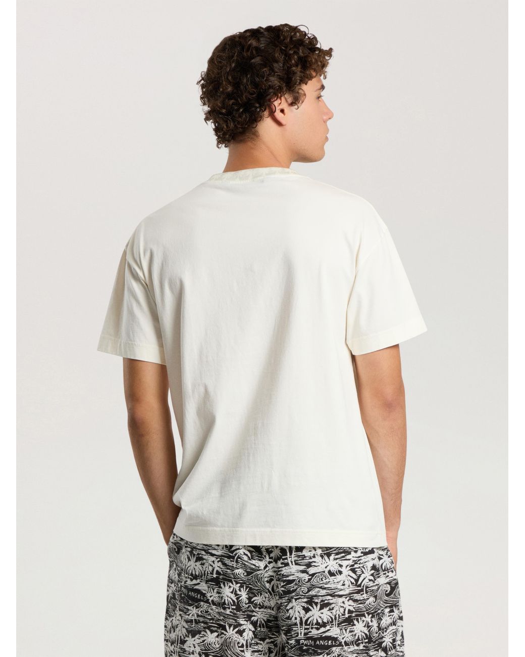 Palm Angels White Palm Ribbed Regular T-Shirt Off for men